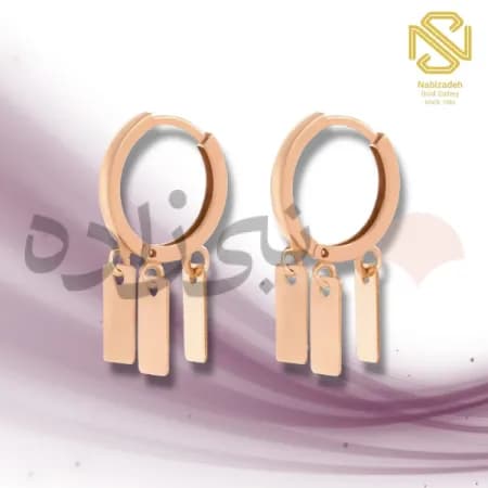 گوشواره روکو آویز مستطیل طلا E009