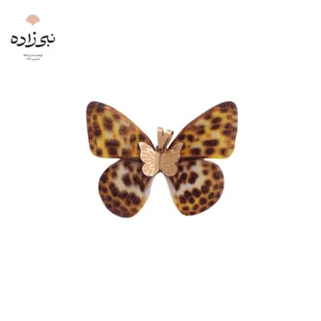 پلاک پروانه پارچه ای پلنگی طلا C048