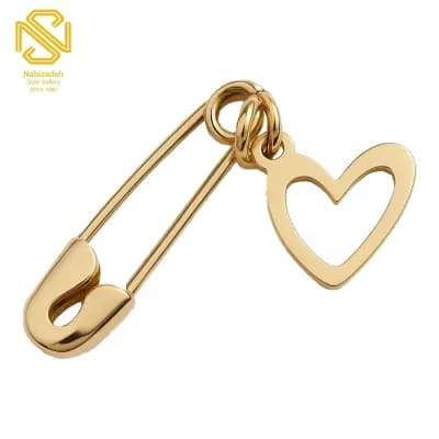 سنجاق سینه کودک قلب تو خالی طلا P001
